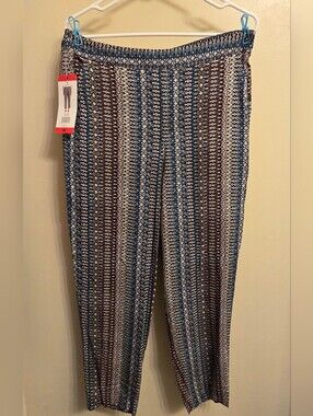 Jessica Simpson Geo Fusion Pants M NWT Cottagecore Boho Chic Casual Lightweight